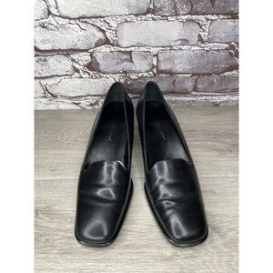Rockport Black Leather Square Toe Casual Heel Shoes Women Sz 8.5M US/39EU Brazil
